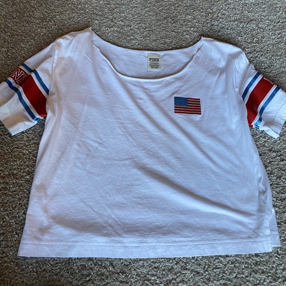 Red, White & Blue Crop Top (4th of July) PINK